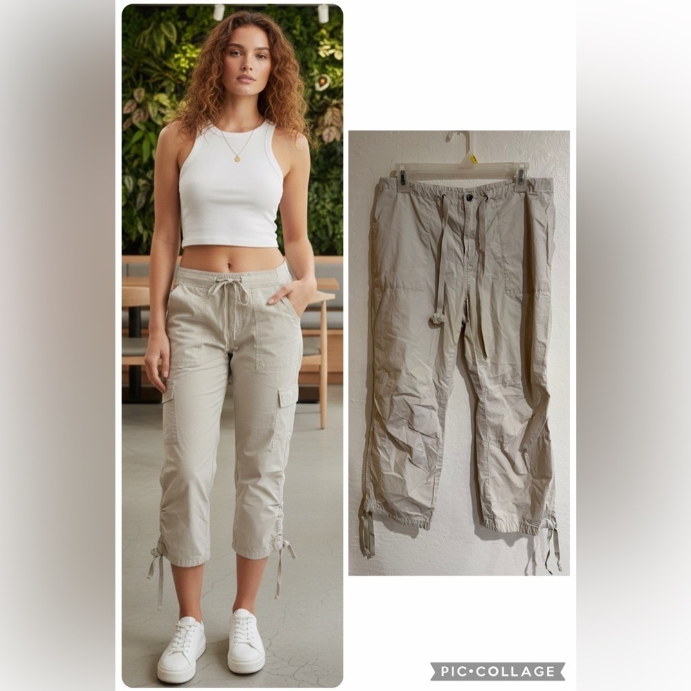 Calvin Klein Beige Lightweight Cargo 100% Cotton Pants size 8